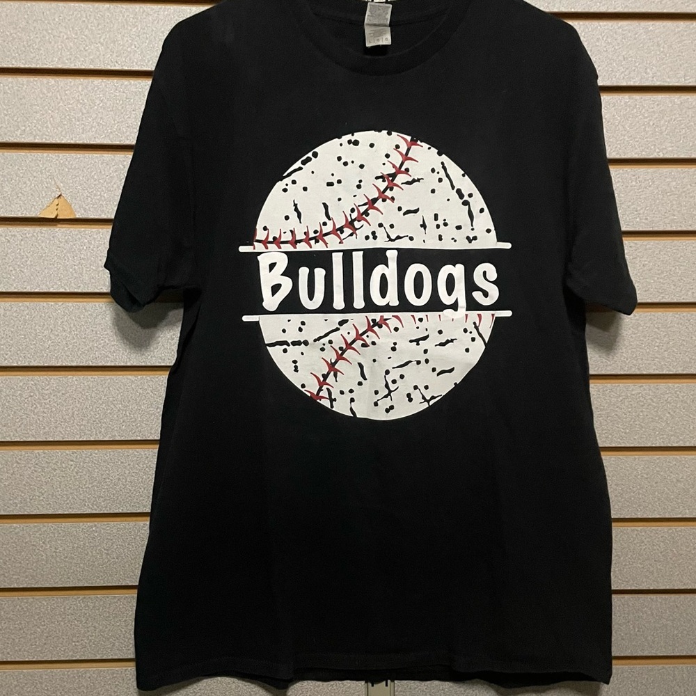 Gildan Black Short Sleeve T-shirt Large Baseball Bulldogs #10